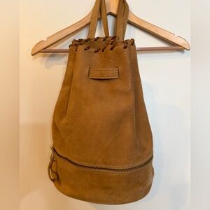 Roots Tan Leather Backpack  bucket bag made in Canada